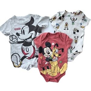 Disney Baby Mickey & Friends Bodysuit Bundle 3pc 6–9M Cotton Blend Set